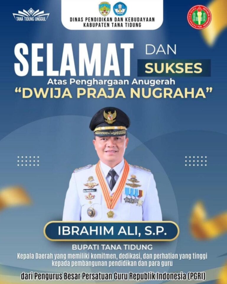 Dinas Pendidikan Tana Tidung Mengucapkan Selamat Atas Anugrah Dwija Praja Nugraha