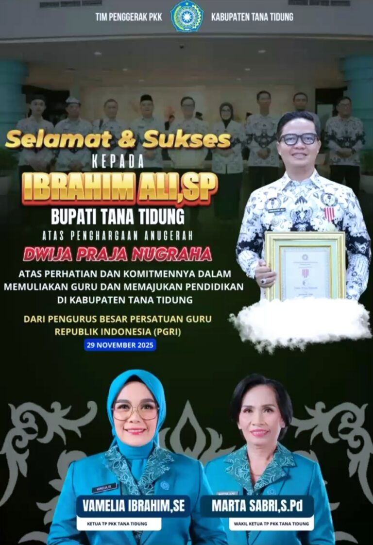 Penggerak TP PKK Tana Tidung Mengucapkan Selamat Atas Anugrah Dwija Praja Nugraha