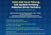 Melalui SE Bupati Pemkab Tana Tidung Atur Ulang Jadwal Pakaian Dinas ASN