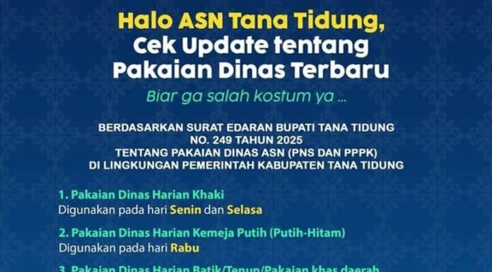 Melalui SE Bupati Pemkab Tana Tidung Atur Ulang Jadwal Pakaian Dinas ASN
