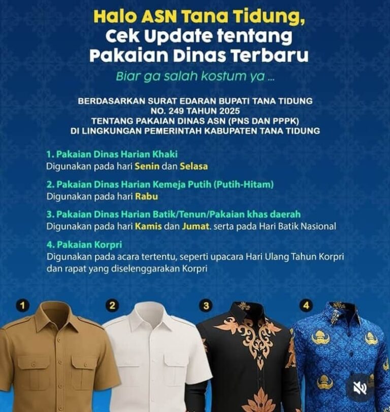 Melalui SE Bupati Pemkab Tana Tidung Atur Ulang Jadwal Pakaian Dinas ASN