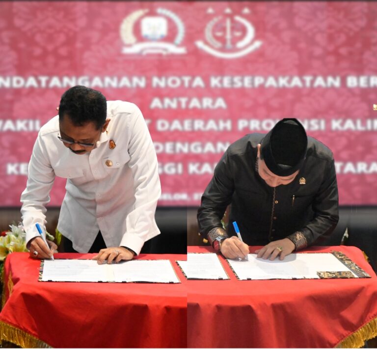 Perkuat Pembentukan Perda, DPRD Provinsi Kaltara Tandatangani Nota Mou Bersama Kejati Kaltara