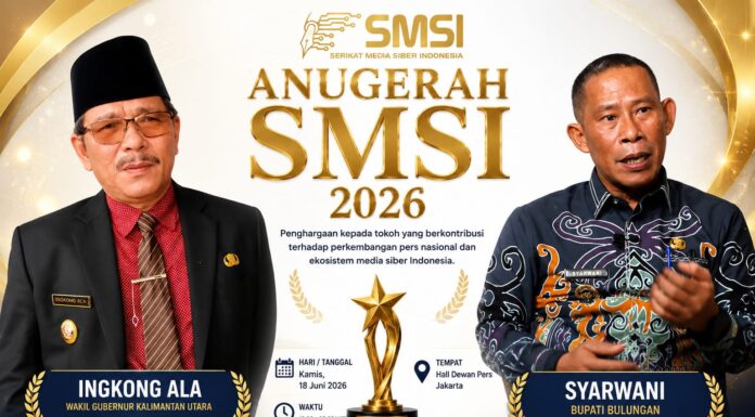 Cetak Prestasi Nasional, Dua Kepala Daerah Kaltara Raih Penghargaan Bergengsi SMSI 2026