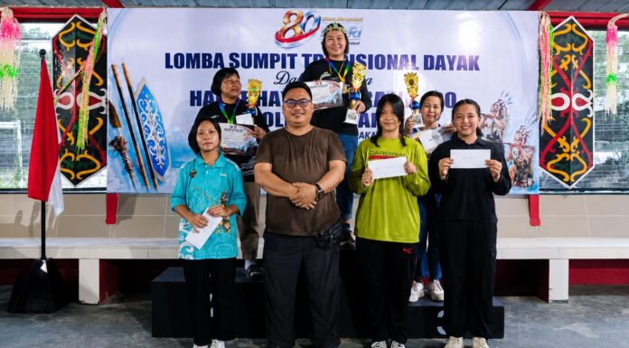 Hebat! ASN Asal Tana Tidung Sabet Juara 1 Lomba Sumpit Dayak di Hari Bhayangkara ke-80