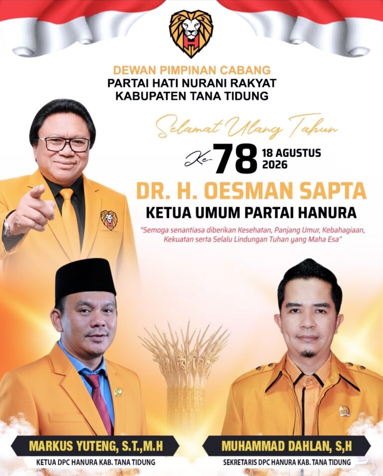 Dewan Pimpinan Cabang Partai Hanura Tana Tidung Mengucapkan
