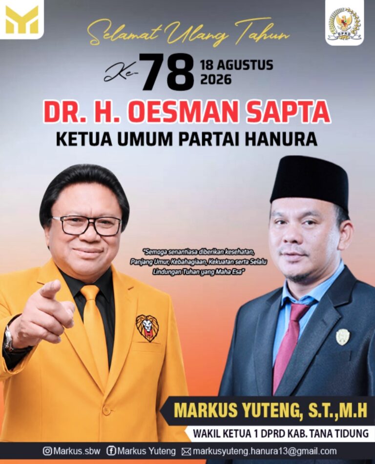 Wakil Ketua I DPRD Kab.Tana Tidung Markus Yuteng S.T.,M.H Mengucapkan